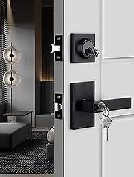Video thumbnail for goldenwarm Black Door Handle with Deadbolt, Square Contemporary Matte Black Exterior Door Lock Set with Deadbolt, Heavy Duty Zinc-alloyed Front Entry Door Locksets with Deadbolt(1 Pack)