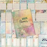 Video thumbnail for Printable 2025 Calendar Planner for Binder Floral Grunge Design Monthly Pages Insert Bundle Monthly Organizer Printable A4, A5, 8.5x11 PDF - Etsy