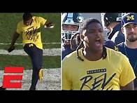 Video thumbnail for Michigan's Devin Bush ruins Michigan State logo after pregame scuffle | College Football