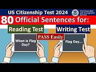 Video thumbnail for NEW 2024 - USCIS OFFICIAL English Reading and Writing Test for US Citizenship Interview