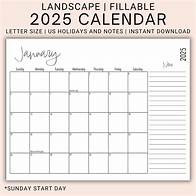 Video thumbnail for Printable Editable 2025 Calendar | Landscape US Letter 2025 Calendar | Horizontal Printable Monthly Calendar | 12-month Fillable Calendar - Etsy