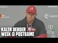 Video thumbnail for Kalen DeBoer speaks with the media after Alabama's stunning loss to Oklahoma | Press Conference
