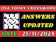 Video thumbnail for USA Today Crossword Clue Answers for Nov 21 2024 | Solved