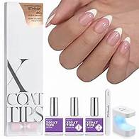 Video thumbnail for BTArtboxnails XCOATTIPS French Nail Tips - Short Almond Nail Tips with Nail Gel, French Protecing Duo, Nail Lamp, All in One Soft Gel French Tip Press on Nails Gel