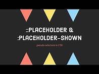 Video thumbnail for ::placeholder & ::placeholder-shown Pseudo Selectors In CSS !