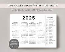 Video thumbnail for 2025 Calendar With Holidays | Single Page | Full Year Calendar | Desk Calendar | A4, A5 & US Letter Size | Landscape Calendar - Etsy