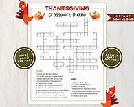 Video thumbnail for Printable Thanksgiving Crossword Puzzle for Kids and Adults, Crossword Game for Thanksgiving Gatherings and Classrooms, Instant Download - Etsy