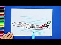 Video thumbnail for How to draw an Emirates Airbus A380 Plane