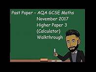 Video thumbnail for AQA GCSE MATHS NOVEMBER 2017 HIGHER Paper 3 (Calculator) Walkthrough