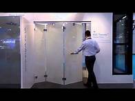 Video thumbnail for Bi-folding frameless doors from ESG featuring ESG Switchable LCD Privacy Glass