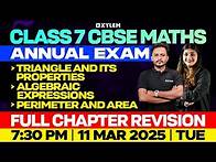 Video thumbnail for Class 7 CBSE Maths - Triangle & Its Properties, Algebraic Expressions, Perimeter And Area - Revision