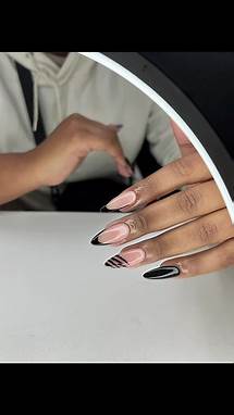 Video thumbnail for Stunning Black French Tip Almond Nails Tutorial