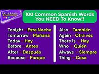 Video thumbnail for 100 Most Common Spanish Words You NEED to Know!
