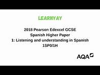 Video thumbnail for 2018 Pearson Edexcel GCSE Spanish Higher Paper 1: Listening and understanding in Spanish 1SP0/1H