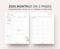 Video thumbnail for 2025 Dated Monthly Calendar Printable Planner Inserts, Month on Two Pages, Monthly Calendar, Monthly Template, MO2P, Sunday & Monday Start - Etsy