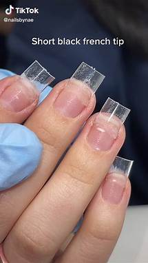 Video thumbnail for Short Black French Tip Nail Tutorial