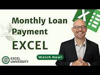 Video thumbnail for How to Calculate Monthly Payments in Excel with PMT Function