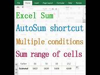 Video thumbnail for How to sum in Excel (shortcut, a row, multiple rows, columns and conditions, range of cells)