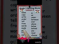 Video thumbnail for Spelling Words for Grade 3 Lesson 4