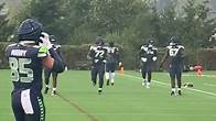 Video thumbnail for Seahawks' Abe Lucas (72) practicing for 1st time in 9 1/2 months. George Fant (74) back off IR