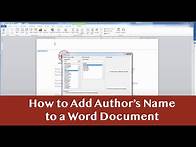 Video thumbnail for Microsoft Word Adding Author's Name to Document