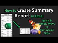 Video thumbnail for How to Create a Summary Report in Excel - Quick & Simple Ways to Summarize Data (MS Excel Tutorial)