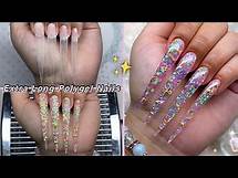 Video thumbnail for EXTRA LONG GLITTER POLYGEL NAILS✨ STILETTO NAILS & MOON CHARMS DESIGN | Nail Tutorial