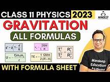 Video thumbnail for Gravitation Class 11 Formula Revision With Formula Sheet PDF | Physics Class 11 Formulas