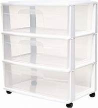 Video thumbnail for HOMZ Drawer Tower, 3-Tier Wide Clear Plastic Storage Organizer Cart, White Frame