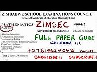 Video thumbnail for O level Mathematics November 2023 Paper 2 FULL PAPER ZIMSEC @mathszoneafricanmotives