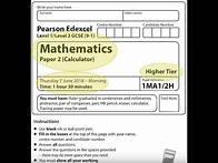 Video thumbnail for EDEXCEL GCSE Maths. June 2018. Paper 2. Higher. Calculator. 2H.