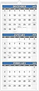 Video thumbnail for 2025 Wall Calendar - 3-Month Wall Calendar Display (Folded in a Month), January 2025 - December 2025, 11" x 26", 3 Month Calendar - Haze Blue