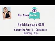 Video thumbnail for Revise Cambridge IGCSE English Language Paper 1 - Questions 1f