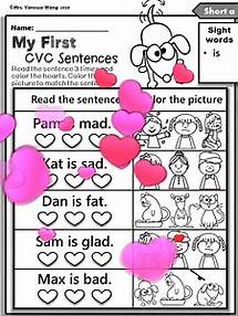 Video thumbnail for Phonics Worksheets My First CVC Sentences for Kindergarten and First Grade - Etsy