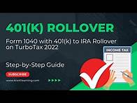 Video thumbnail for TurboTax 2022 Form 1040 - How to Record 401(k) Rollover to Traditional IRA