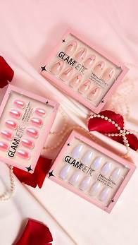Video thumbnail for Glamnetic on Instagram: "✨NOW LIVE✨ ⁠Love is in the air! 💞 This season, let your nails do the talking with our new "Catching Feelings" press-on nail collection. Featuring 7 flirty designs in short almond and short oval shapes, each look is perfect for adding a touch of romance and glam, while effortlessly complimenting your everyday style. ✨ Whether you're penning love letters, holding hands under the starry sky, or simply enjoying a solo pamper session, these babes are sure to be the next big 