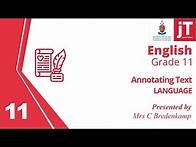 Video thumbnail for Grade 11 - English - Language: Annotating Text