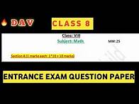 Video thumbnail for Dav class 8 entrance exam question paper | Dav public school | 2022 |