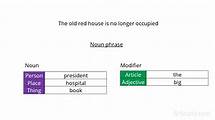 Video thumbnail for How to Identify Noun and Verb Phrases | English | Study.com