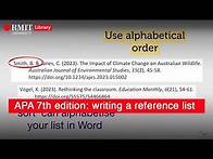 Video thumbnail for APA 7th edition: writing a reference list