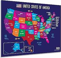 Video thumbnail for Map of USA 50 States with Capitals Poster – Laminated 17x22 – Colorful United States of America Wall Map for Kids