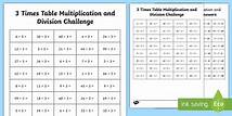Video thumbnail for 3 Times Table Multiplication and Division Challenge Worksheet