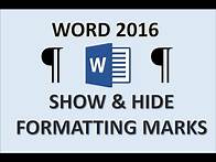 Video thumbnail for Word 2016 - Formatting Marks - How to Show Hide Remove Paragraph Symbol - Citation Mark Symbols MS