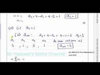 Video thumbnail for WMA12/01 IAL P2 new JUNE 2019 Q1 Recurrence Relationships