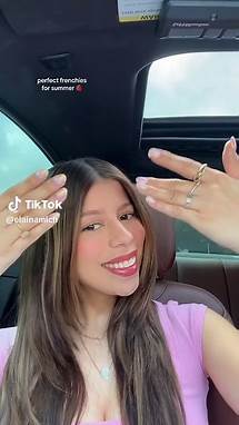 Video thumbnail for Cute Almond French Tip Nails with Pink Strawberries