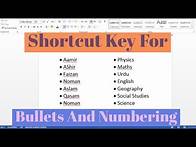Video thumbnail for Shortcut keys for bullet and Numbering In MS Word | How To Insert Bullets With Shortcut key