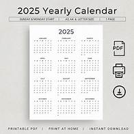 Video thumbnail for 2025 Calendar 2025 Yearly Calendar Printable 2025 Wall Calendar 2025 Year Calendar Minimalist Calendar A3 A4 Letter Monday & Sunday Start - Etsy