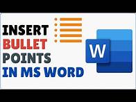 Video thumbnail for How to Add Bullet Points in Word | Insert Bullet Points in MS Word