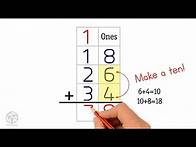 Video thumbnail for How to add three 2-digit numbers. Grade 2
