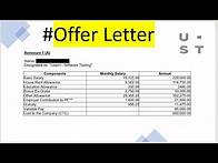 Video thumbnail for #offerletter | UST Global Offer Letter Compensation Breakup | 8,50,000 CTC | Terms & Condition